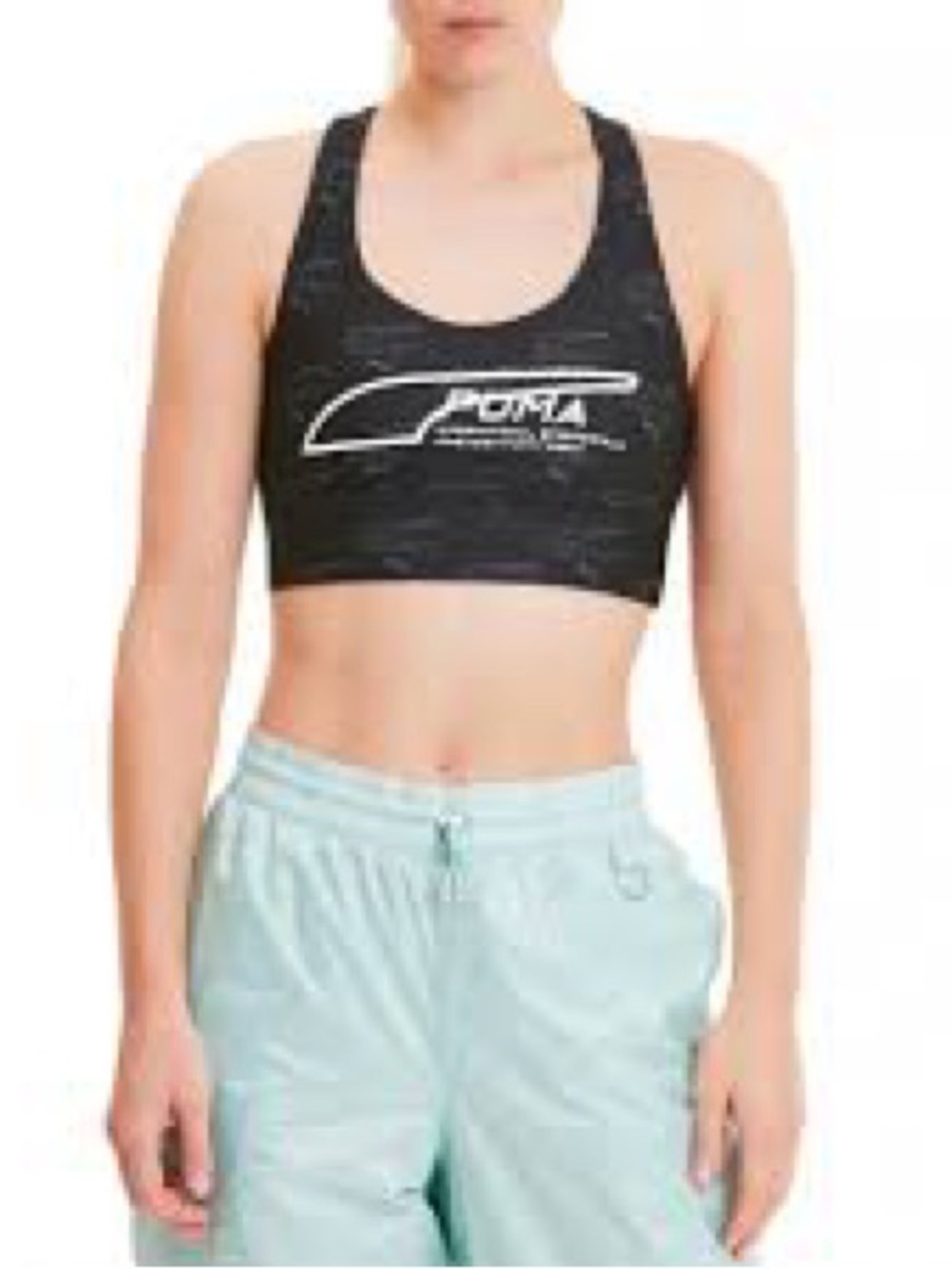 Puma Black Evide Racerback Logo Sports Bra